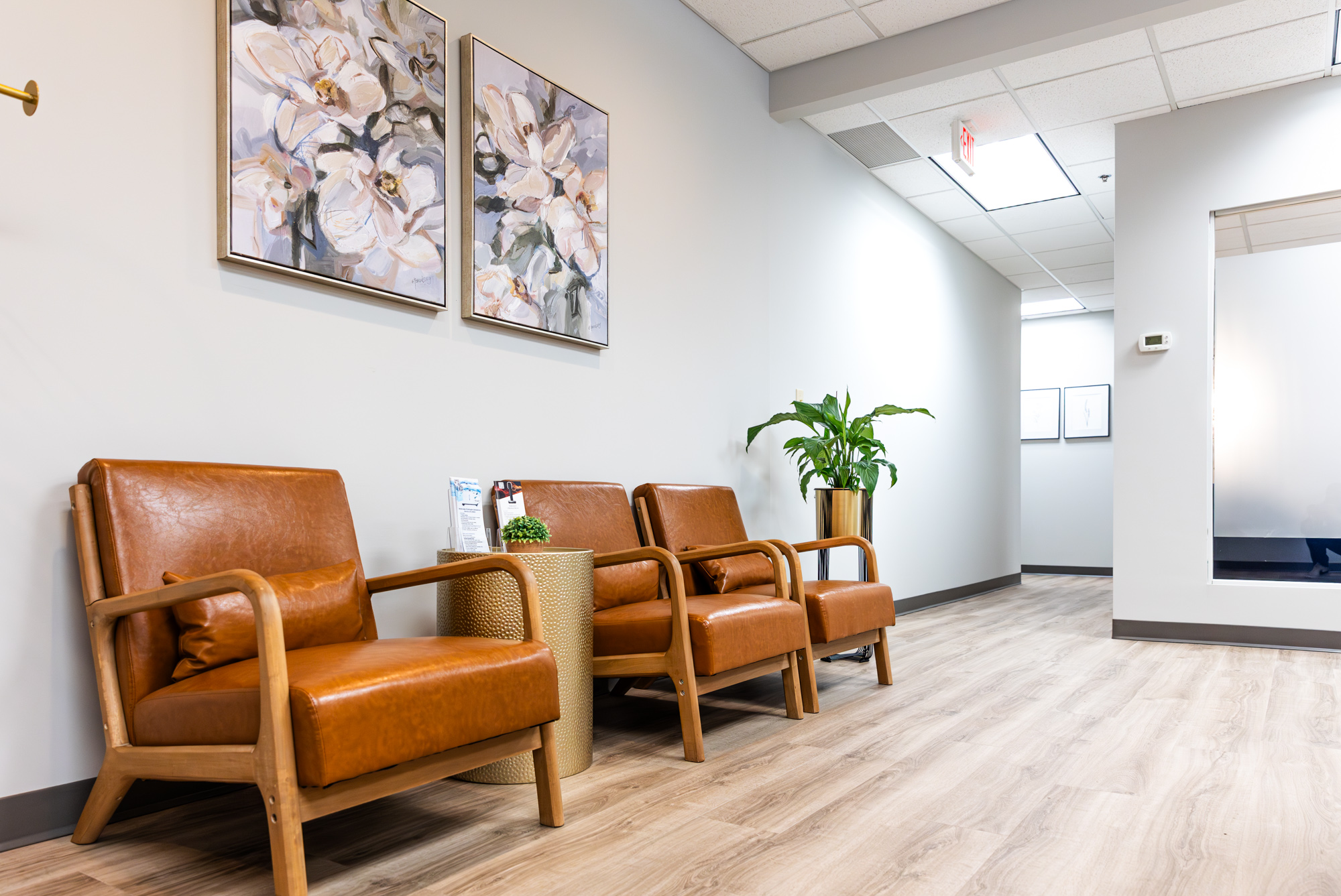 The warm, welcoming waiting room at E. Michael Health